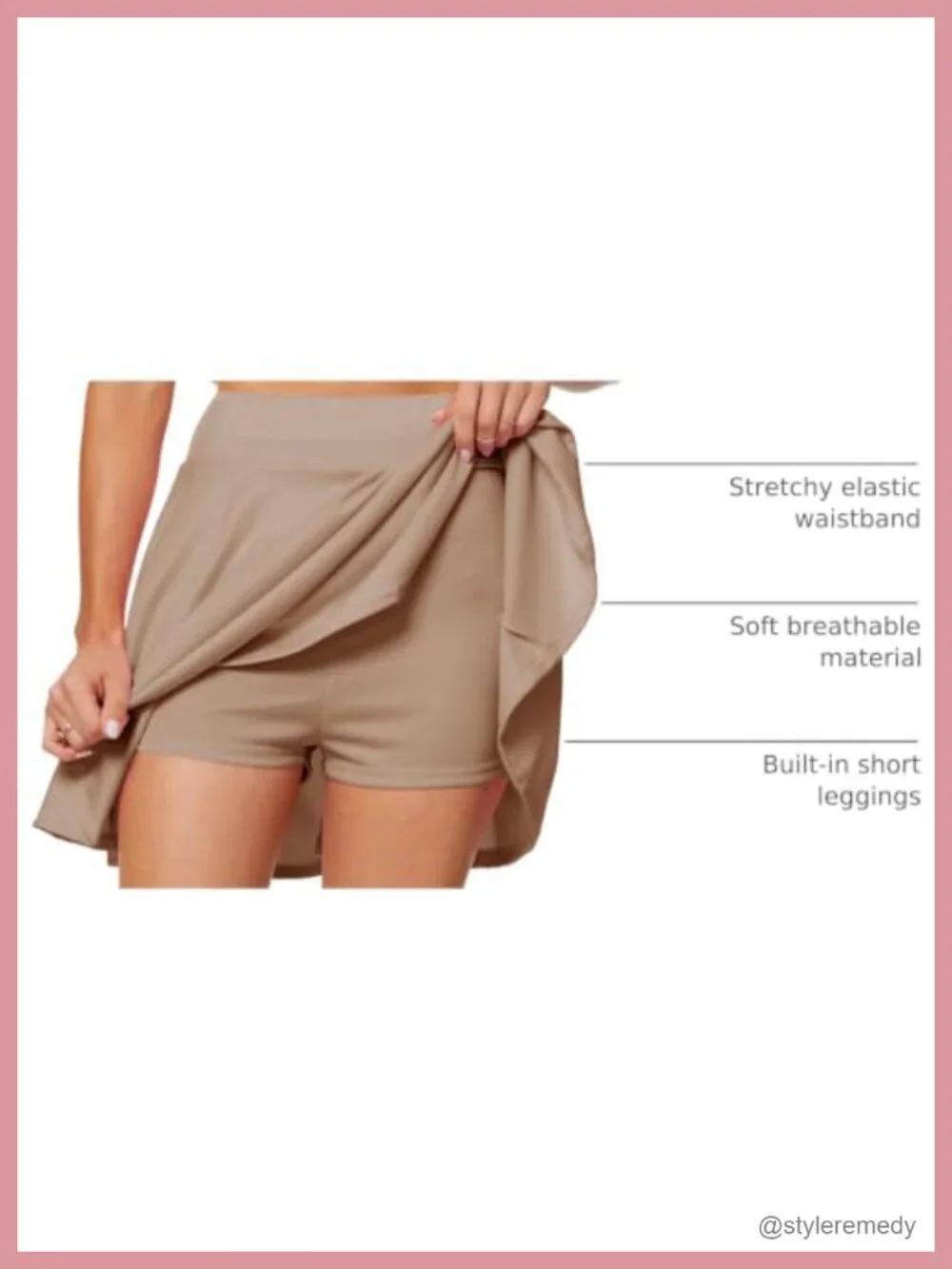 Women's High Waist Flared Pleated Skater Skirt with Built-in Shorts